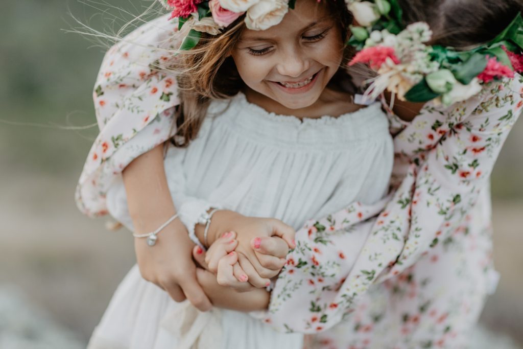 boho dresses in family photos, in a field on the sunshine coast QLD